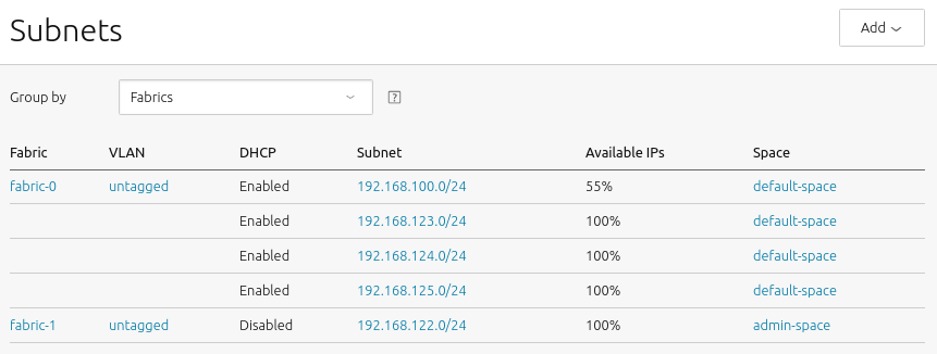 Spaces in the MAAS web UI